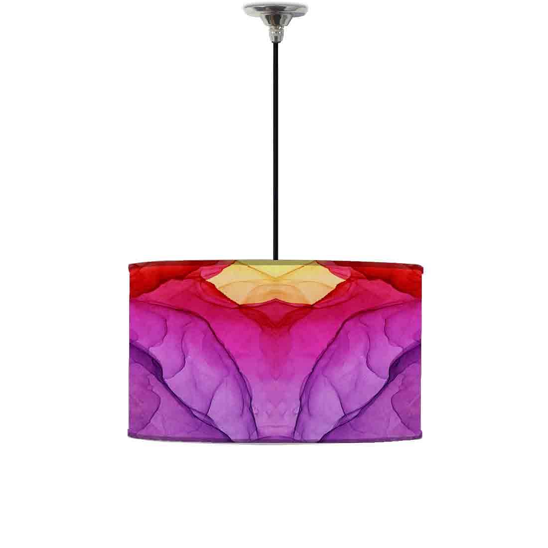 Ceiling Lamp Hanging Drum Lampshade - Purple Yellow Ink Watercolor Nutcase