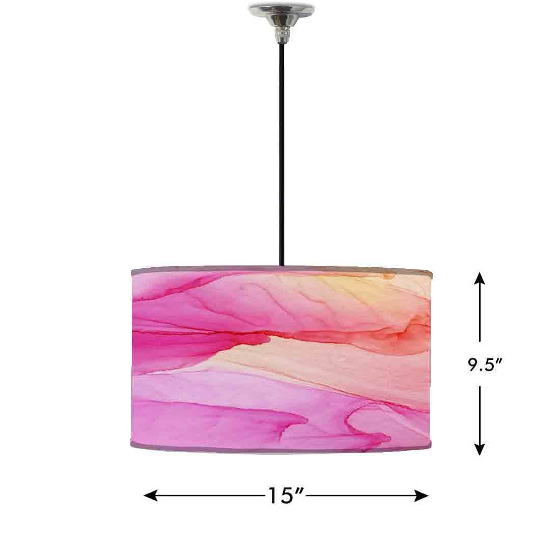 Ceiling Lamp Hanging Drum Lampshade - Pink Yellow Ink Watercolor Nutcase