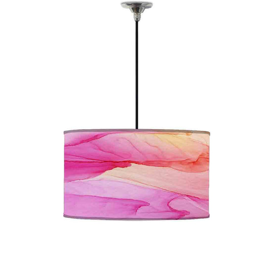 Ceiling Lamp Hanging Drum Lampshade - Pink Yellow Ink Watercolor Nutcase