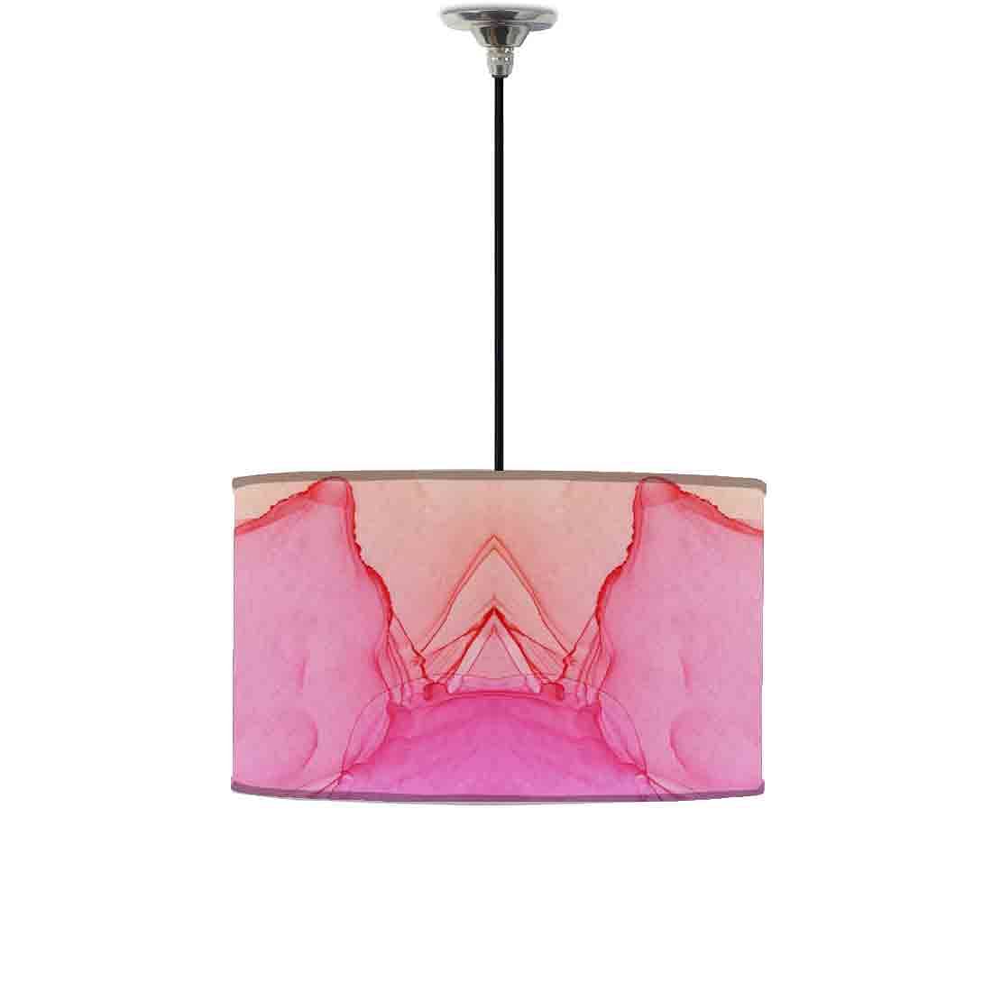 Ceiling Lamp Hanging Drum Lampshade - Pink Purple Yellow Ink Watercolor Nutcase