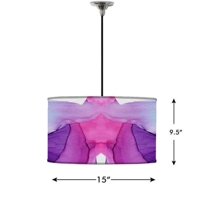 Ceiling Lamp Hanging Drum Lampshade - Dark Purple Blue Ink Watercolor Nutcase