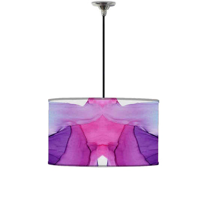 Ceiling Lamp Hanging Drum Lampshade - Dark Purple Blue Ink Watercolor Nutcase