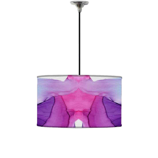 Ceiling Lamp Hanging Drum Lampshade - Dark Purple Blue Ink Watercolor Nutcase