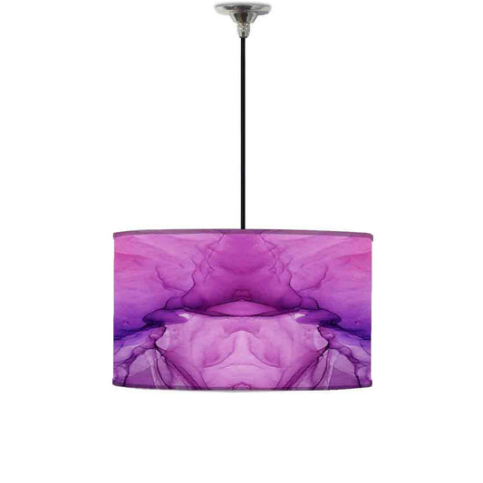 Ceiling Lamp Hanging Drum Lampshade - Pink Purple Ink Watercolor Nutcase