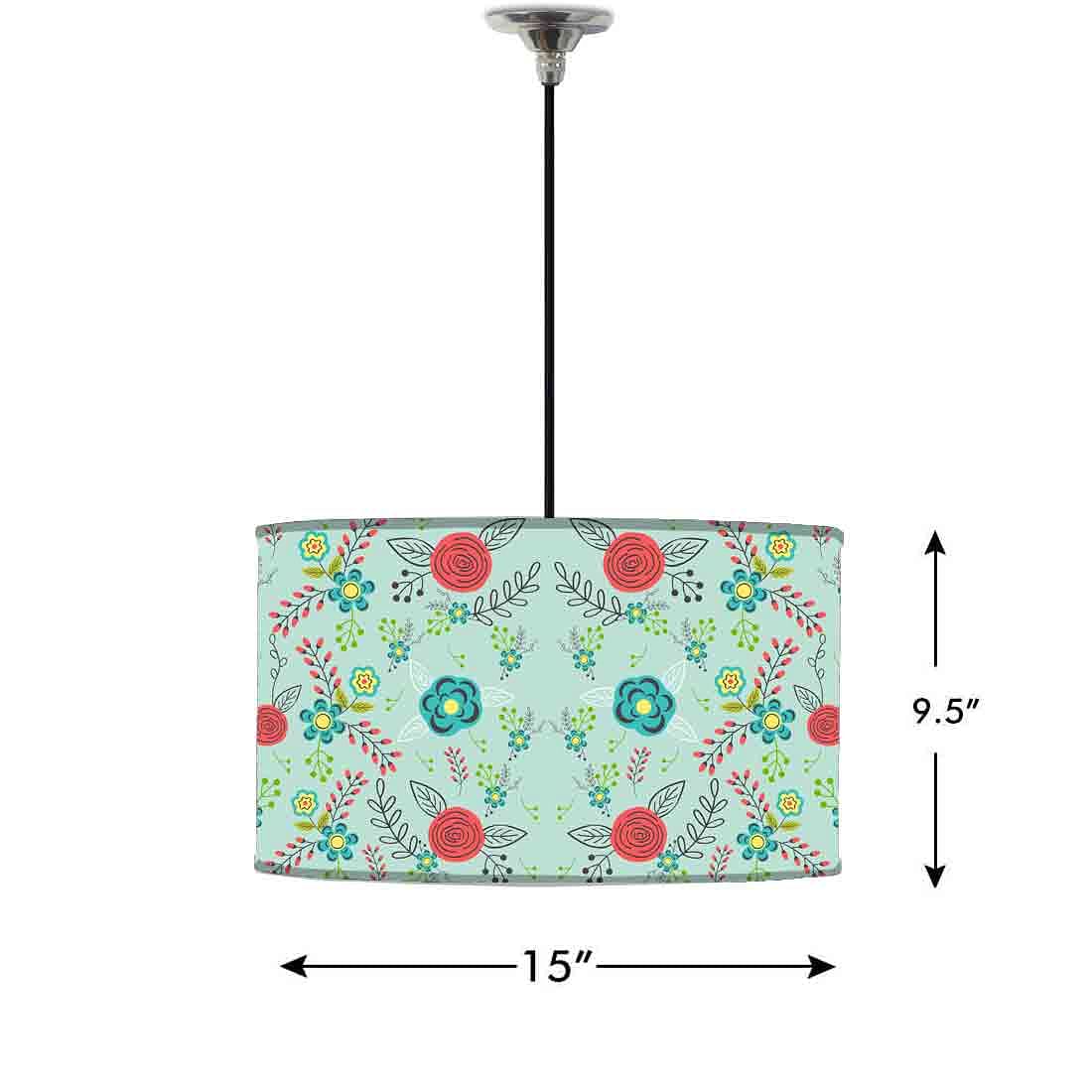 Ceiling Lamp Hanging Drum Lampshade - Floral Branches Spring Collection Nutcase