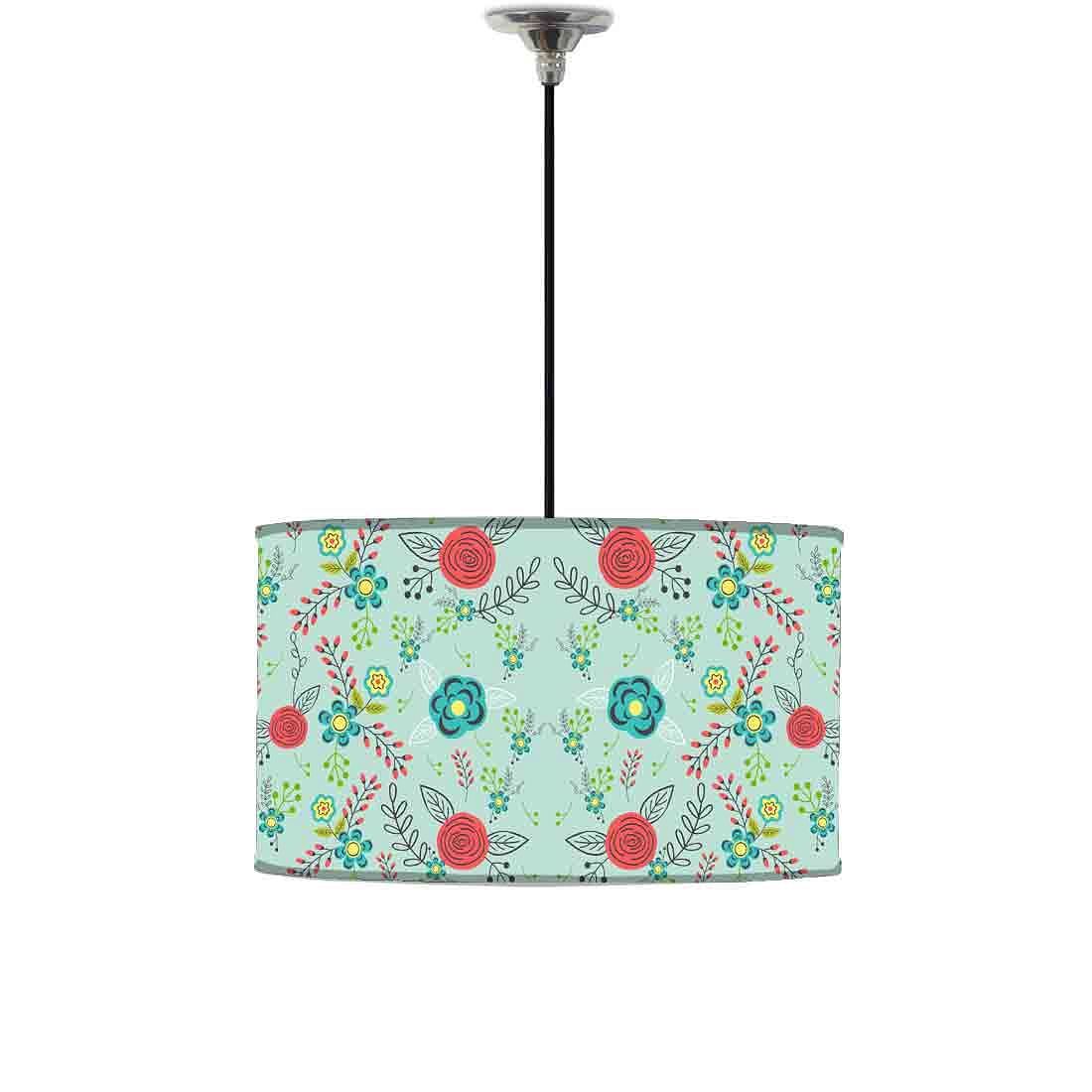 Ceiling Lamp Hanging Drum Lampshade - Floral Branches Spring Collection Nutcase