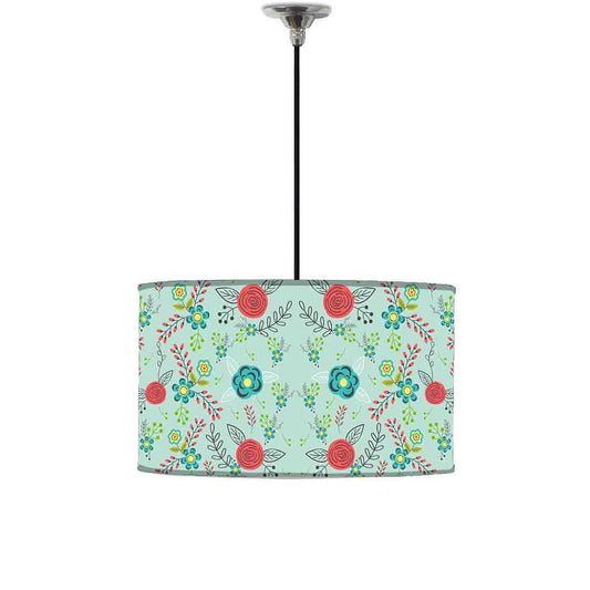 Ceiling Lamp Hanging Drum Lampshade - Floral Branches Spring Collection Nutcase