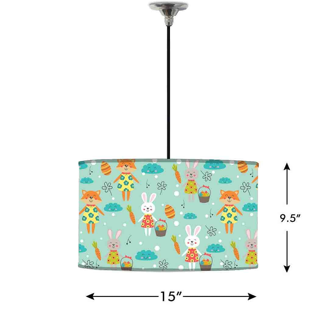Ceiling Lamp Hanging Drum Lampshade - Cut Fox And Rabbit Nutcase