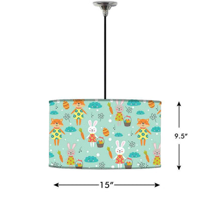 Ceiling Lamp Hanging Drum Lampshade - Cut Fox And Rabbit Nutcase