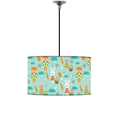 Ceiling Lamp Hanging Drum Lampshade - Cut Fox And Rabbit Nutcase