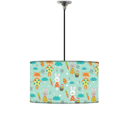 Ceiling Lamp Hanging Drum Lampshade - Cut Fox And Rabbit Nutcase