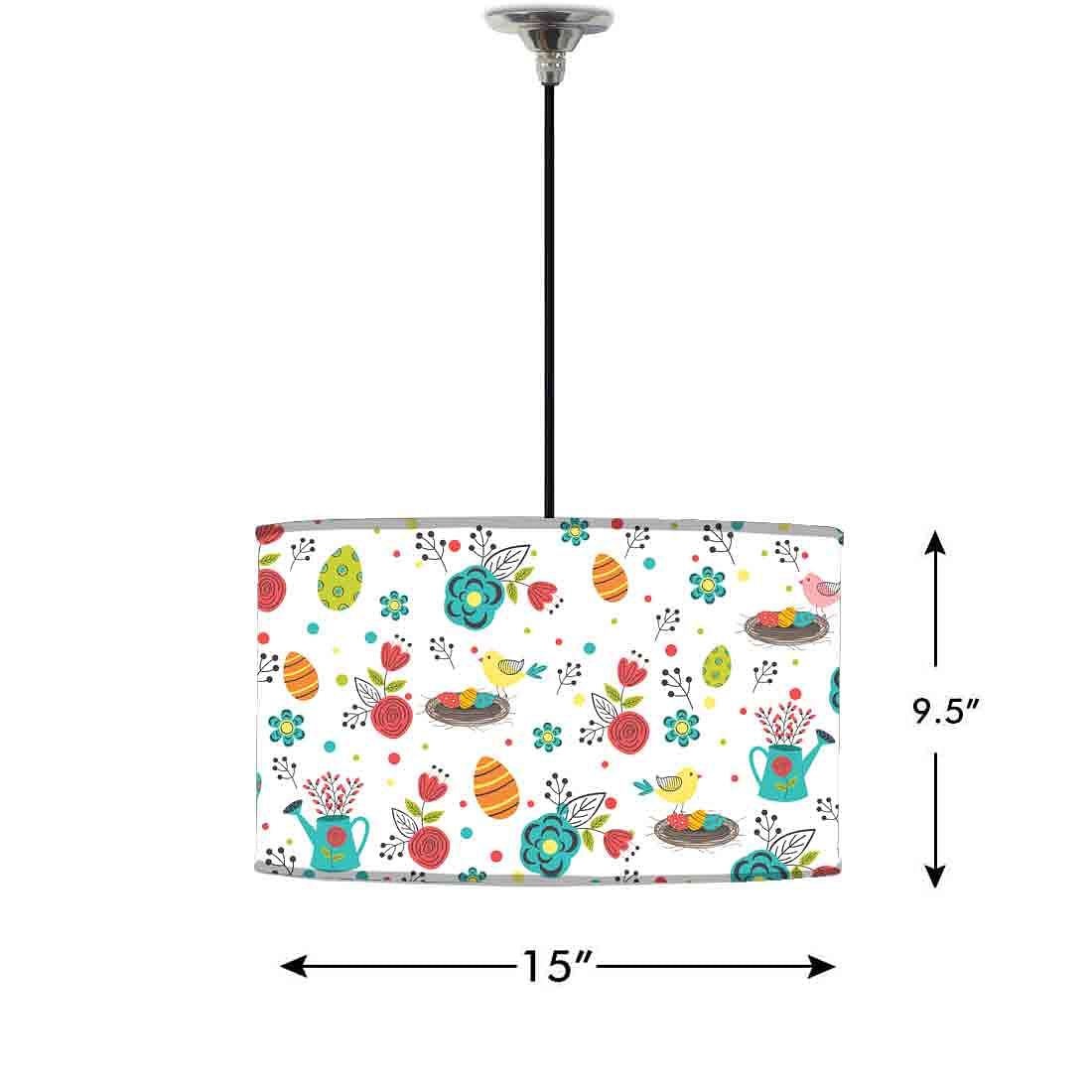Ceiling Lamp Hanging Drum Lampshade - Colorful Eggs Bird Nutcase