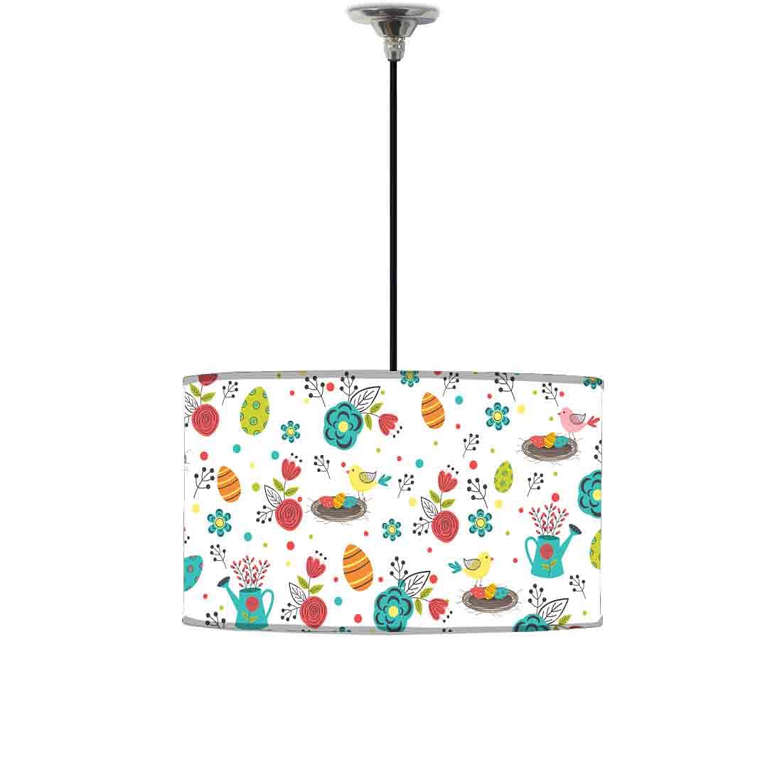 Ceiling Lamp Hanging Drum Lampshade - Colorful Eggs Bird Nutcase