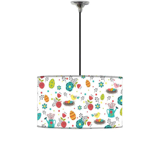 Ceiling Lamp Hanging Drum Lampshade - Colorful Eggs Bird Nutcase