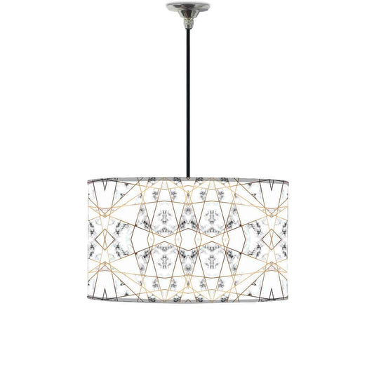 Ceiling Lamp Hanging Drum Lampshade - Black and White Marble Pastle Nutcase