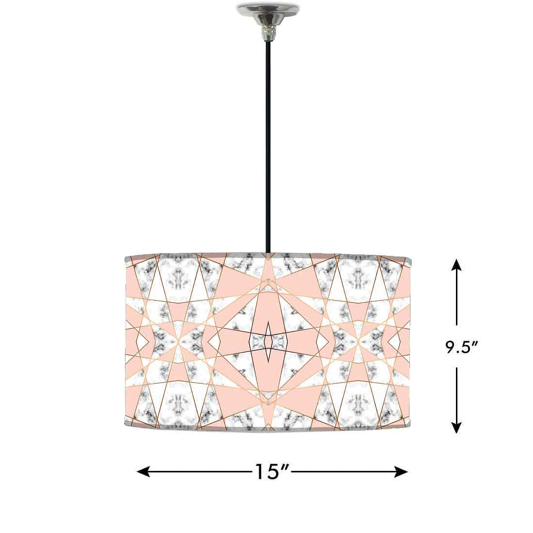 Ceiling Lamp Hanging Drum Lampshade - Peach and White Marble Pastle Nutcase