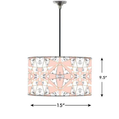 Ceiling Lamp Hanging Drum Lampshade - Peach and White Marble Pastle Nutcase