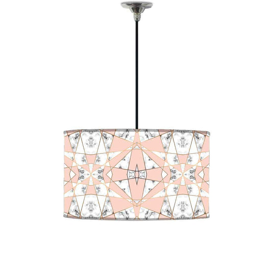 Ceiling Lamp Hanging Drum Lampshade - Peach and White Marble Pastle Nutcase