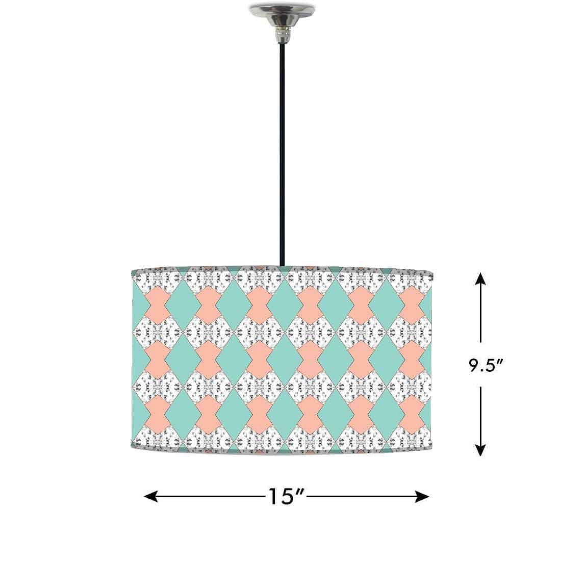 Ceiling Lamp Hanging Drum Lampshade - Green and Peach Marble Pastle Nutcase