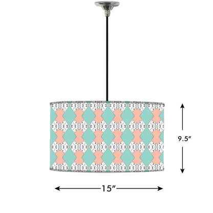 Ceiling Lamp Hanging Drum Lampshade - Green and Peach Marble Pastle Nutcase