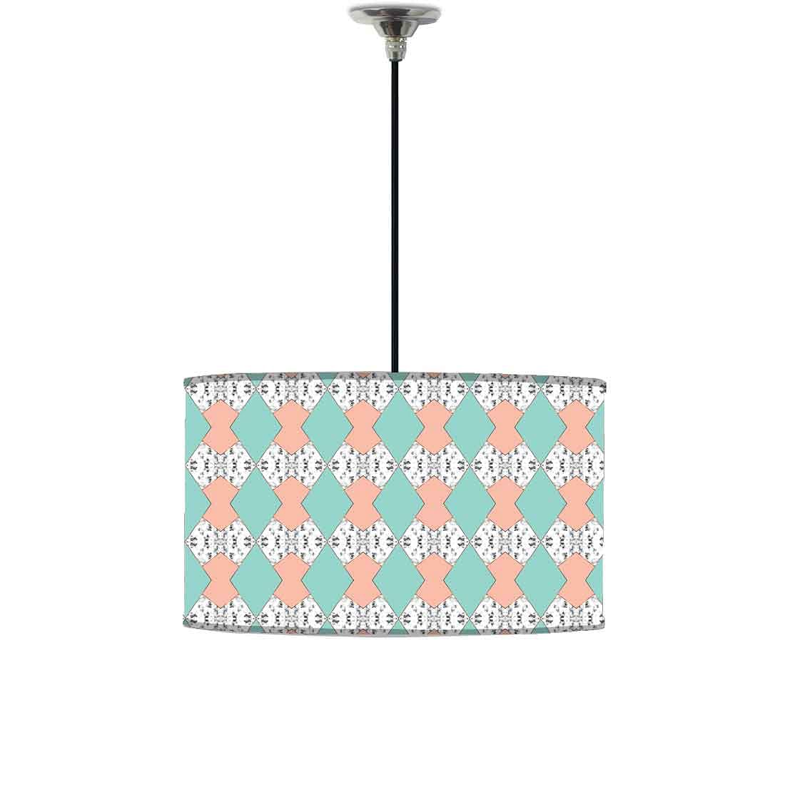 Ceiling Lamp Hanging Drum Lampshade - Green and Peach Marble Pastle Nutcase