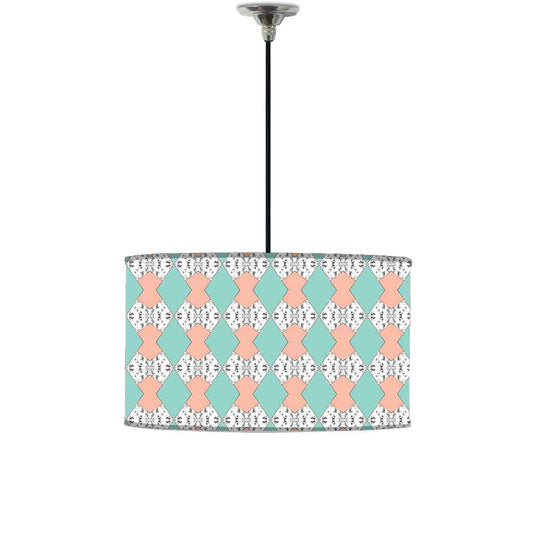 Ceiling Lamp Hanging Drum Lampshade - Green and Peach Marble Pastle Nutcase