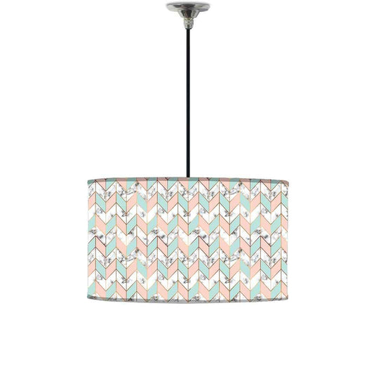 Ceiling Lamp Hanging Drum Lampshade - White and Peach Marble Pastle Nutcase