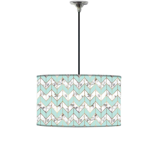 Ceiling Lamp Hanging Drum Lampshade - White and Green Marble Pastle Nutcase
