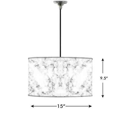 Ceiling Lamp Hanging Drum Lampshade - White and Black Marble Pastle Nutcase