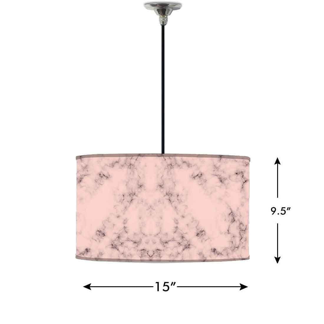Ceiling Lamp Hanging Drum Lampshade - Peach Color Designer Marble Pastle Nutcase