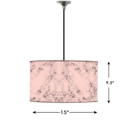 Ceiling Lamp Hanging Drum Lampshade - Peach Color Designer Marble Pastle Nutcase