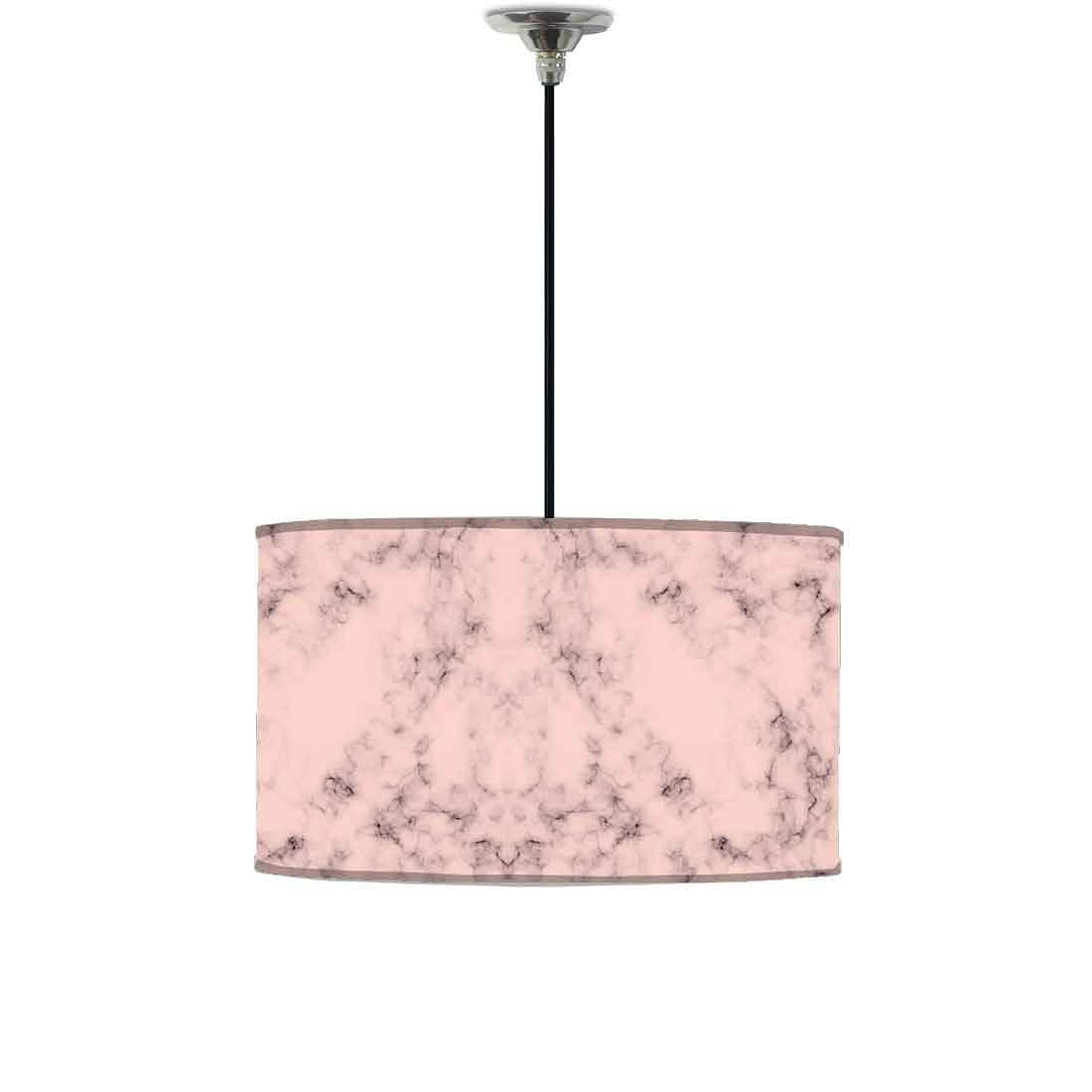 Ceiling Lamp Hanging Drum Lampshade - Peach Color Designer Marble Pastle Nutcase