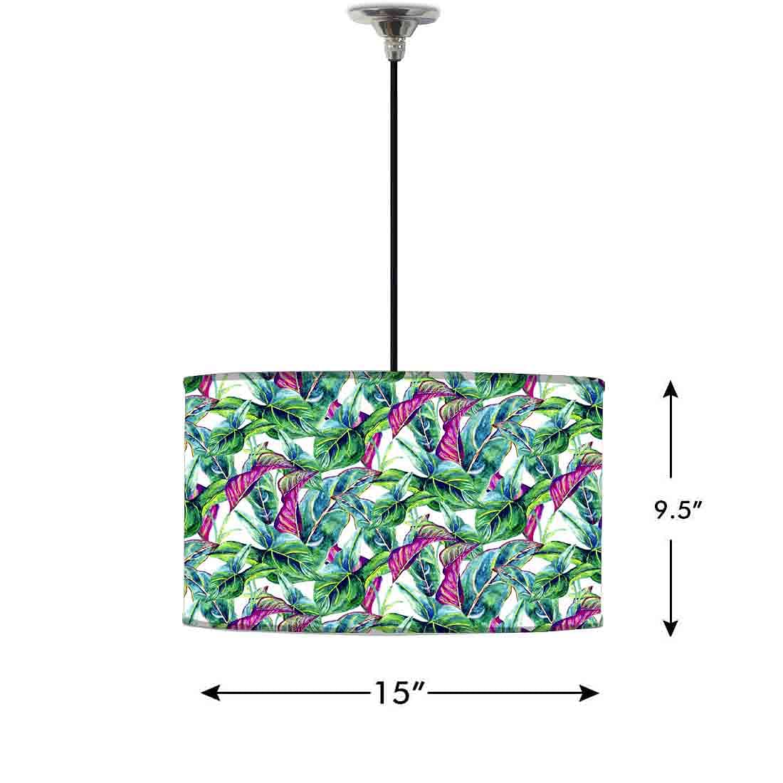 Ceiling Lamp Hanging Drum Lampshade - Green Tropical Leaf Nutcase