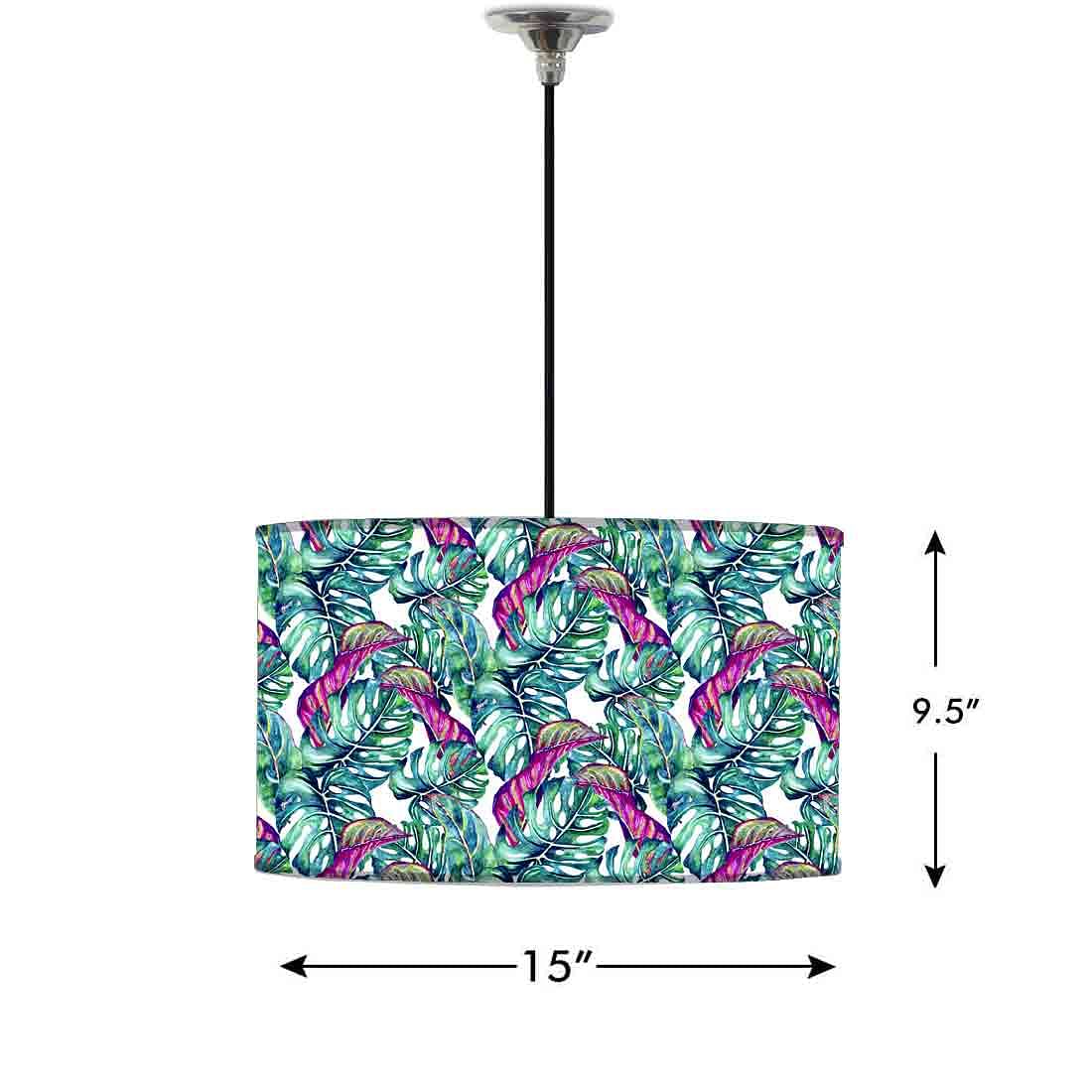 Ceiling Lamp Hanging Drum Lampshade - Monstera Tropical Leaf Nutcase