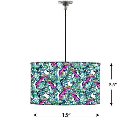 Ceiling Lamp Hanging Drum Lampshade - Monstera Tropical Leaf Nutcase