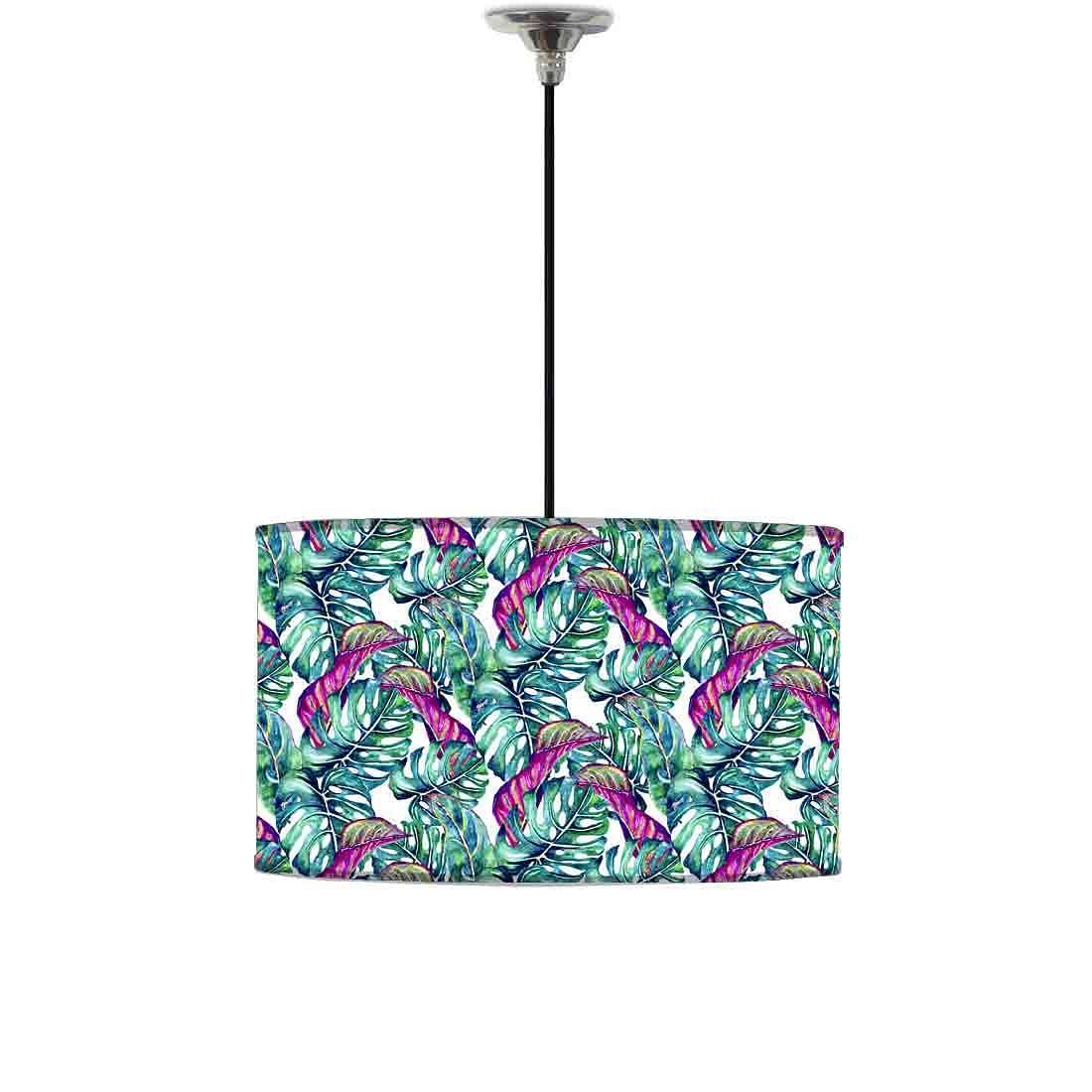 Ceiling Lamp Hanging Drum Lampshade - Monstera Tropical Leaf Nutcase