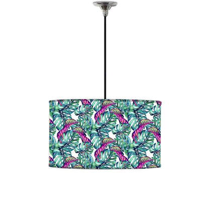 Ceiling Lamp Hanging Drum Lampshade - Monstera Tropical Leaf Nutcase