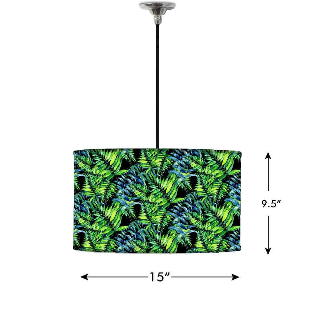 Ceiling Lamp Hanging Drum Lampshade - Tropical Green Leaf Nutcase