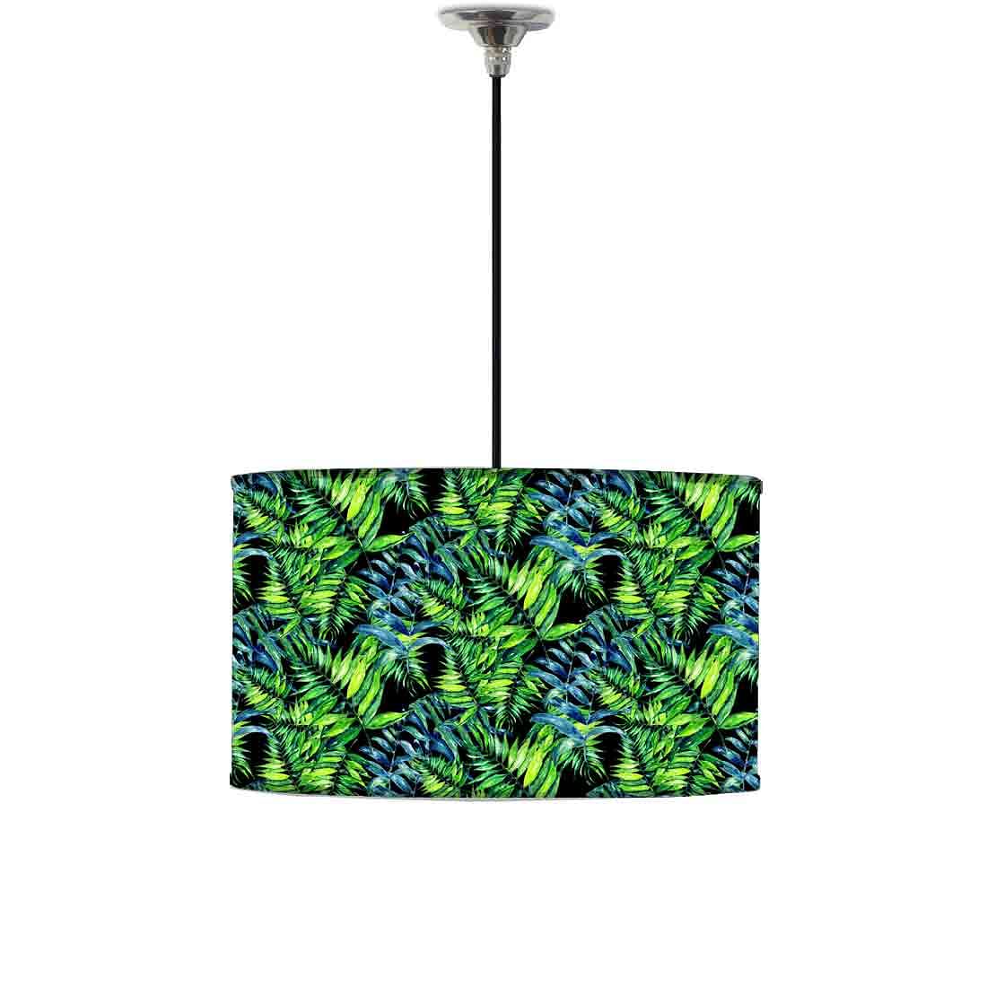 Ceiling Lamp Hanging Drum Lampshade - Tropical Green Leaf Nutcase
