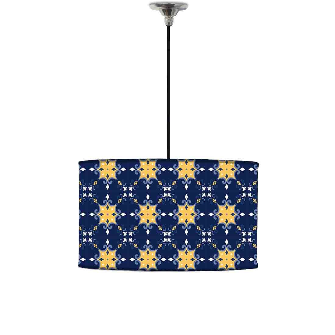 Ceiling Lamp Hanging Drum Lampshade - Blue Yellow Design Nutcase