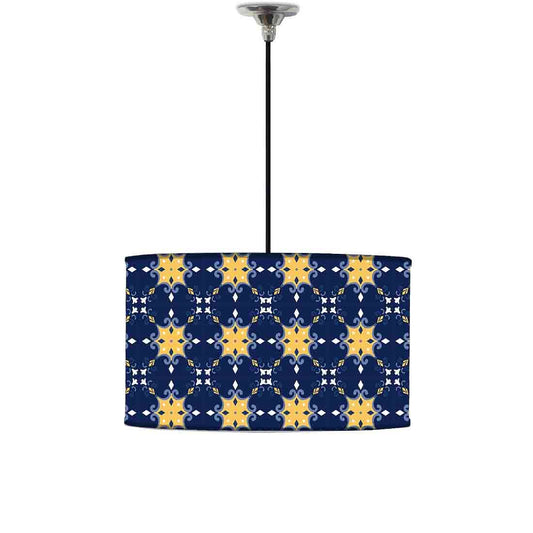 Ceiling Lamp Hanging Drum Lampshade - Blue Yellow Design Nutcase