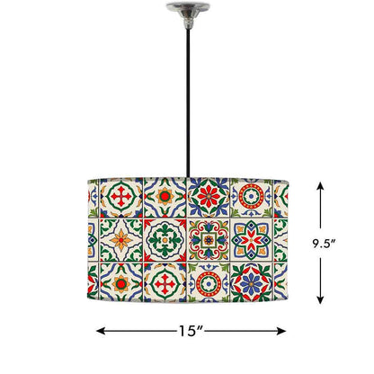 Ceiling Lamp Hanging Drum Lampshade - Talavera Mexican Style Nutcase