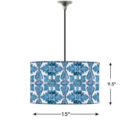 Ceiling Lamp Hanging Drum Lampshade - Blue Tiles Pattern Nutcase