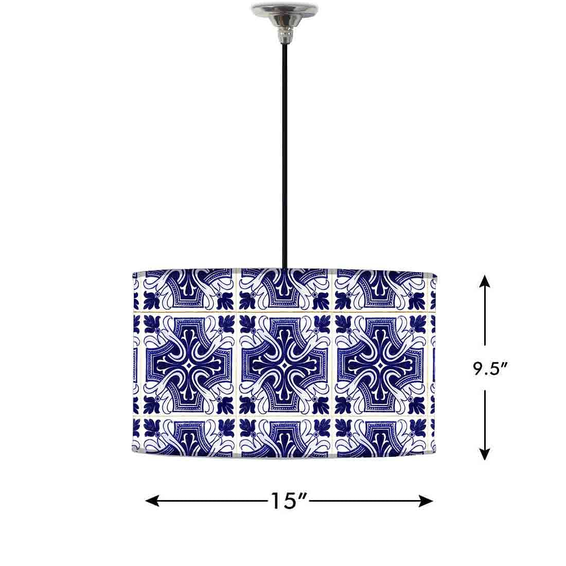 Ceiling Lamp Hanging Drum Lampshade - Blue Lace Nutcase