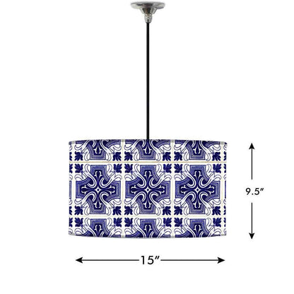 Ceiling Lamp Hanging Drum Lampshade - Blue Lace Nutcase