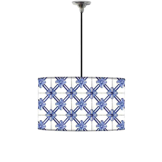 Ceiling Lamp Hanging Drum Lampshade - Portuguese Checks Nutcase