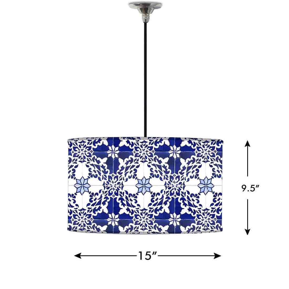 Ceiling Lamp Hanging Drum Lampshade - Floral Azulejos Nutcase