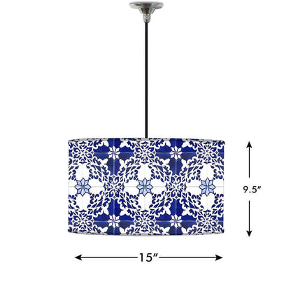Ceiling Lamp Hanging Drum Lampshade - Floral Azulejos Nutcase