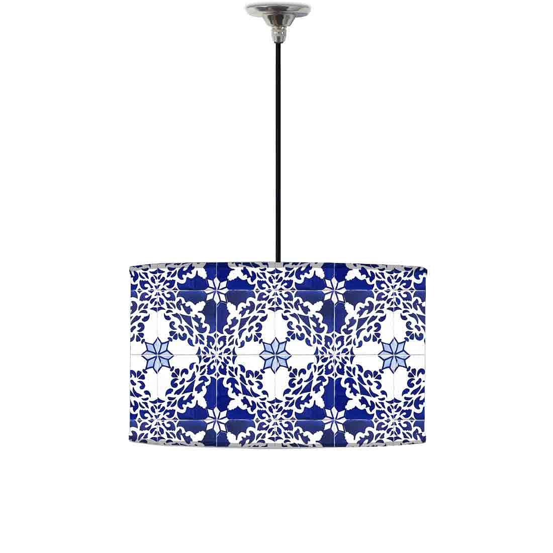 Ceiling Lamp Hanging Drum Lampshade - Floral Azulejos Nutcase