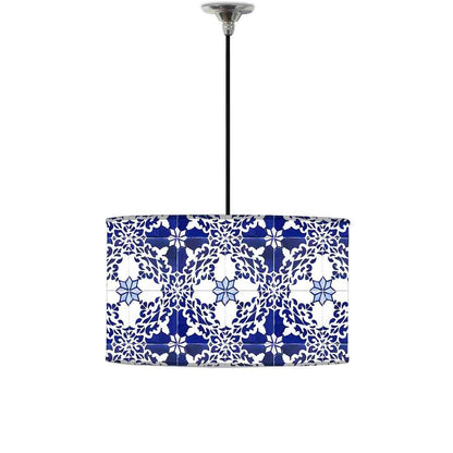 Ceiling Lamp Hanging Drum Lampshade - Floral Azulejos Nutcase